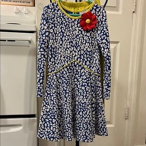 Emily Rose Blue and White Kids Dress with Red Flower Accent and Leggings(2 pc)